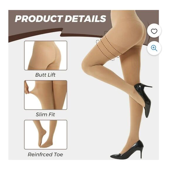 NIB Manzi Suntan Reinforced Toe Soft Stretchy Durable Pantyhose Stockings Small - Picture 4 of 10